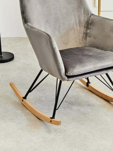 Grey Velvet Rocking Chair | Stockholm