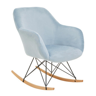 Small Blue Velvet Rocking Chair | Stockholm