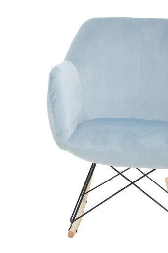 Small Blue Velvet Rocking Chair | Stockholm