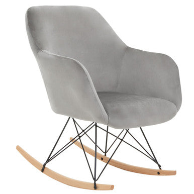 Small Grey Velvet Rocking Chair | Stockholm