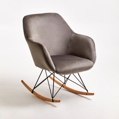Small Grey Velvet Rocking Chair | Stockholm