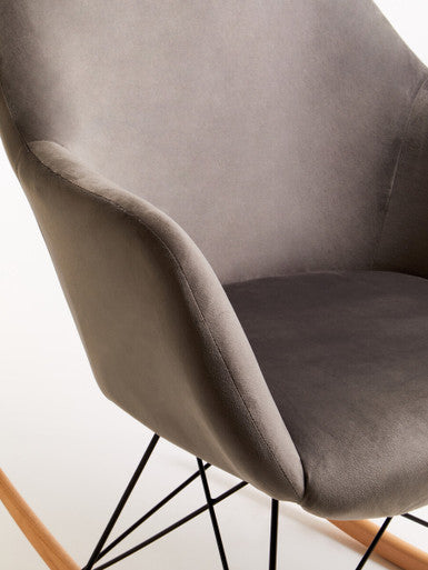 Small Grey Velvet Rocking Chair | Stockholm