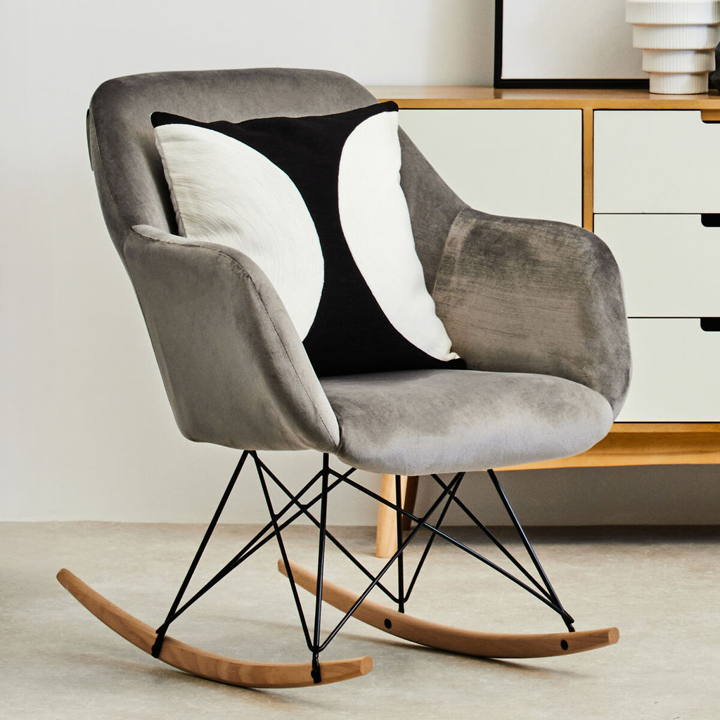 Small Grey Velvet Rocking Chair | Stockholm