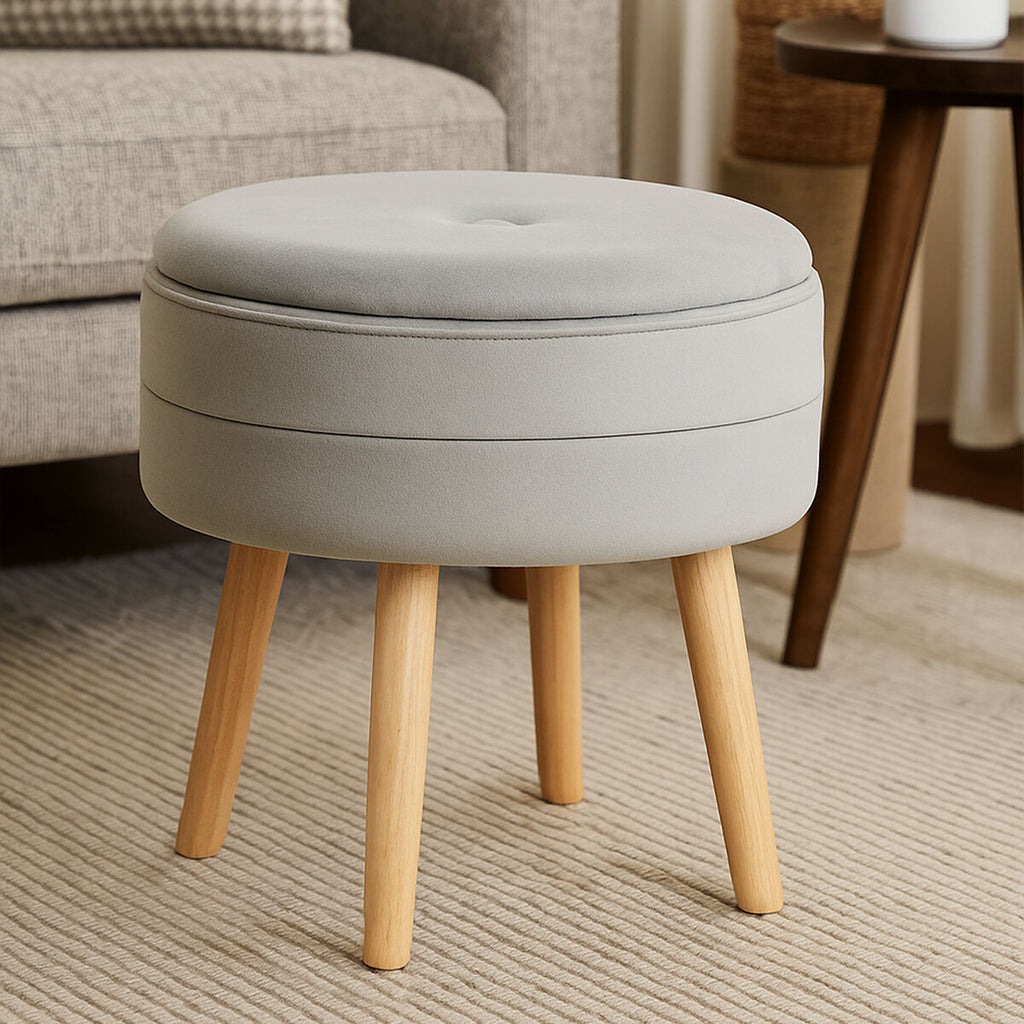 Grey Velvet Stool | Ivy