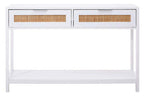 White Wooden Console Table with Rattan 2 Drawers | Sherman
