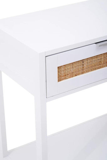 White Wooden Console Table with Rattan 2 Drawers | Sherman