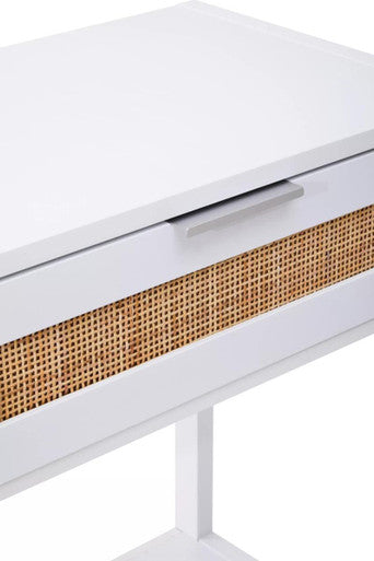 White Wooden Console Table with Rattan 2 Drawers | Sherman