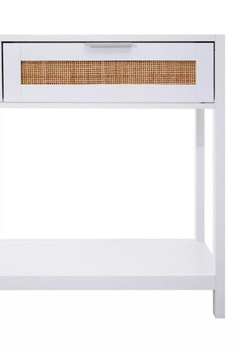 White Wooden Console Table with Rattan 2 Drawers | Sherman
