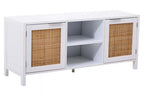 White Wood and Rattan Media Unit | Sherman
