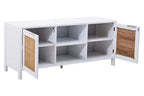 White Wood and Rattan Media Unit | Sherman