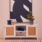 White Wood and Rattan Media Unit | Sherman