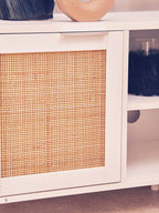 White Wood and Rattan Media Unit | Sherman