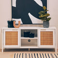 White Wood and Rattan Media Unit | Sherman