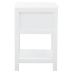 White Wooden Side Table with Rattan 1 Drawers | Sherman