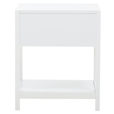 White Wooden Side Table with Rattan 1 Drawers | Sherman