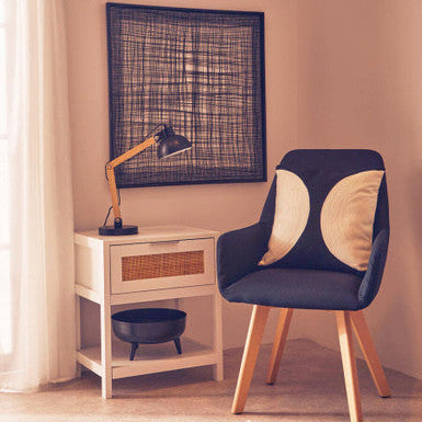 White Wooden Side Table with Rattan 1 Drawers | Sherman
