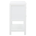 White Wood and Rattan Two Drawer Side Cabinet | Sherman
