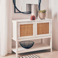 White Wood and Rattan Two Drawer Side Cabinet | Sherman