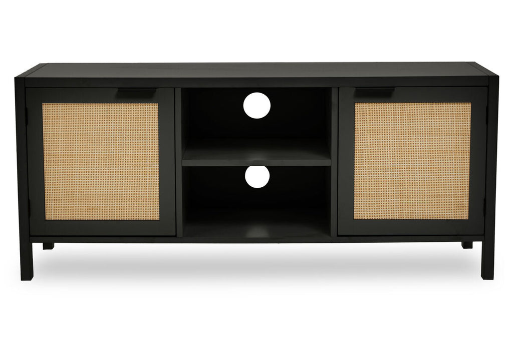 Black Wood and Rattan Media Unit | Sherman