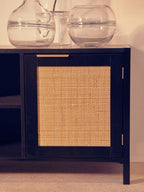 Black Wood and Rattan Media Unit | Sherman