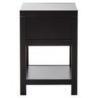 Black Wooden Bedside Table with Natural Rattan 1 Drawer | Sherman