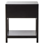 Black Wooden Bedside Table with Natural Rattan 1 Drawer | Sherman