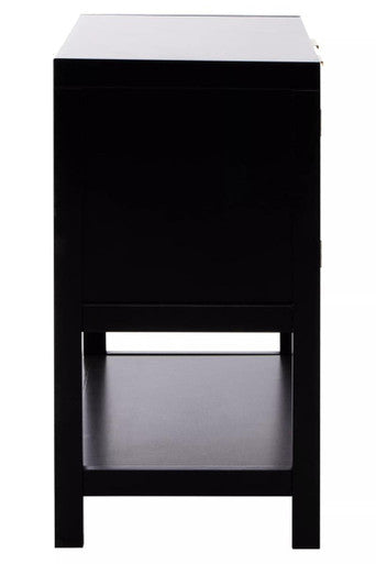 Black Wood and Rattan Two Door Side Cabinet | Sherman