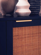 Black Wood and Rattan Two Door Side Cabinet | Sherman
