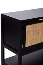 Black Wood and Rattan Two Door Side Cabinet | Sherman