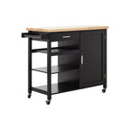 Black Kitchen Trolley with Drawer and Cabinet | Frankfurt