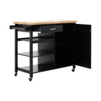 Black Kitchen Trolley with Drawer and Cabinet | Frankfurt