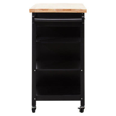 Black Kitchen Trolley with Drawer and Cabinet | Frankfurt