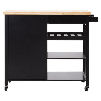 Black Kitchen Trolley with Drawer and Cabinet | Frankfurt