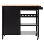 Black Kitchen Trolley with Drawer and Cabinet | Frankfurt
