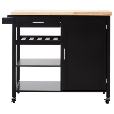 Black Kitchen Trolley with Drawer and Cabinet | Frankfurt