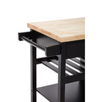 Black Kitchen Trolley with Drawer and Cabinet | Frankfurt