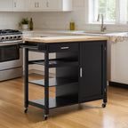 Black Kitchen Trolley with Drawer and Cabinet | Frankfurt