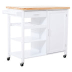 White Kitchen Trolley with Drawer and Cabinet | Frankfurt