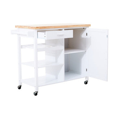 White Kitchen Trolley with Drawer and Cabinet | Frankfurt