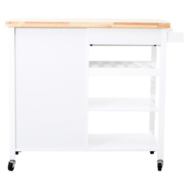 White Kitchen Trolley with Drawer and Cabinet | Frankfurt