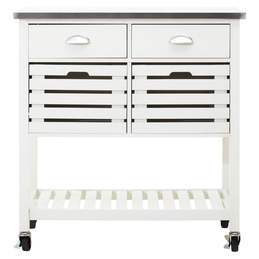 Cream Kitchen Trolley with Drawers and Rack | Frankfurt