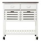 Cream Kitchen Trolley with Drawers and Rack | Frankfurt