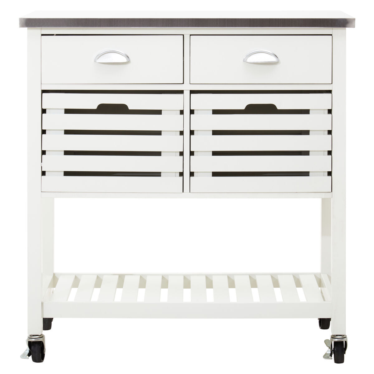 Cream Kitchen Trolley with Drawers and Rack | Frankfurt