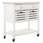 Cream Kitchen Trolley with Drawers and Rack | Frankfurt