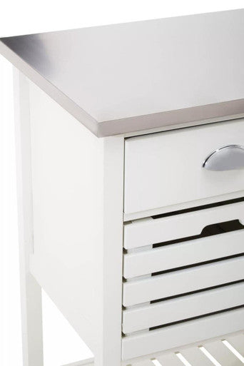 Cream Kitchen Trolley with Drawers and Rack | Frankfurt