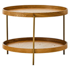 Natural Wood Veneer Round Two-Tier Side Table, Viborg