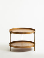 Natural Wood Veneer Round Two-Tier Side Table, Viborg