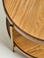 Natural Wood Veneer Round Two-Tier Side Table, Viborg