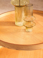 Natural Wood Veneer Round Two-Tier Side Table, Viborg