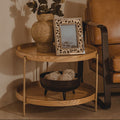 Natural Wood Veneer Round Two-Tier Side Table, Viborg